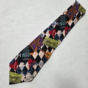 Vintage 1998 Nicole Miller Elvis Presley Musical Rock Silk Tie